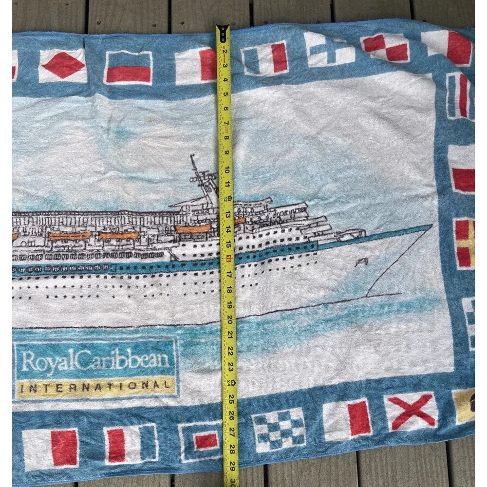 Royal Caribbean Cruise Ship Int’l Beach Towel Nautical Flags 60” Vintage 1990’s